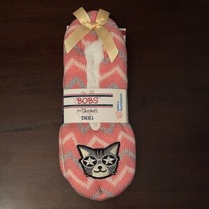 BOBS from Skechers Pink Pattern Cat Slippers